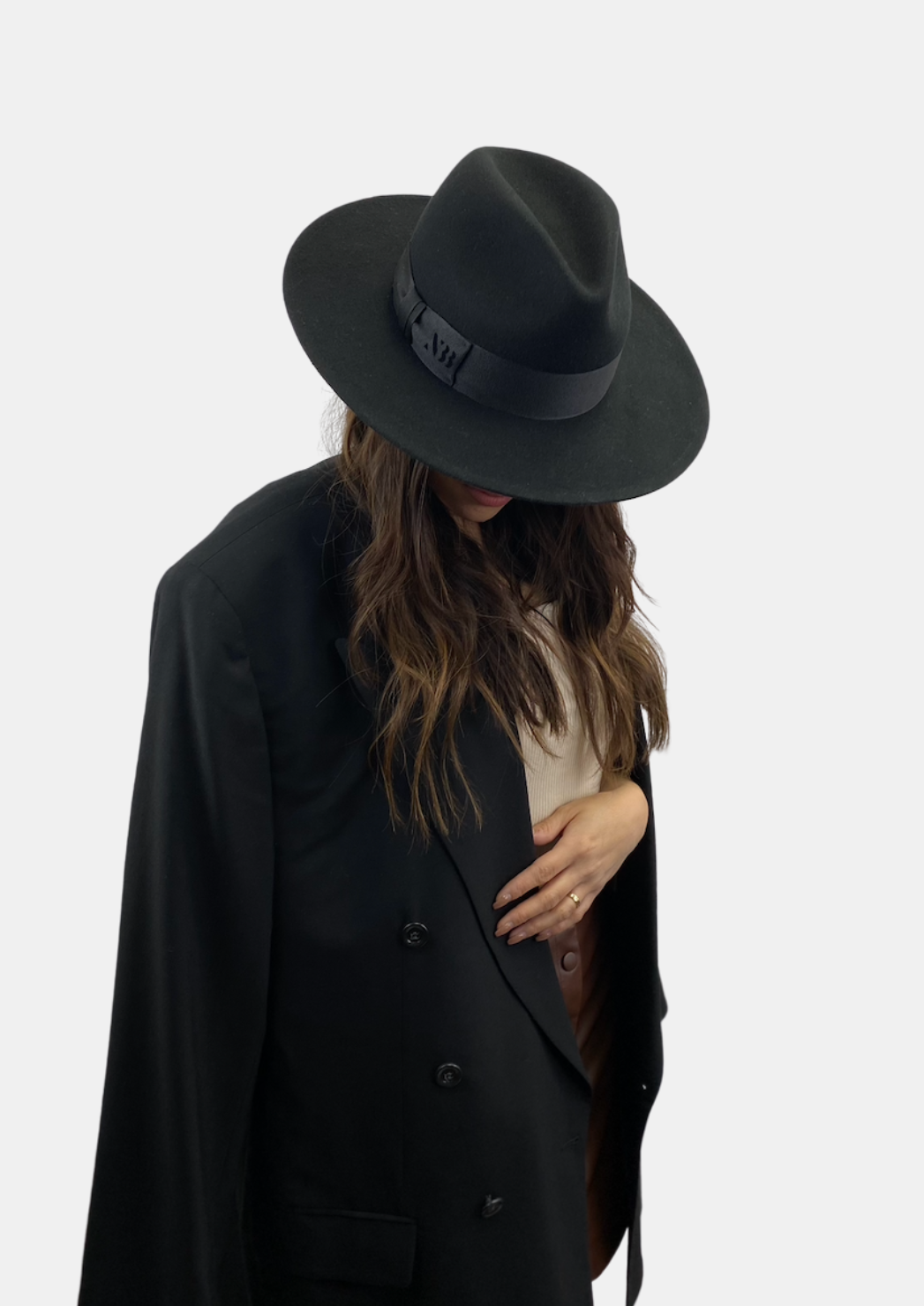 NTHIRTYTHREE - N33 - Handcrafted Wide Brim Fedora Felt Hat - Rancher Coal Black