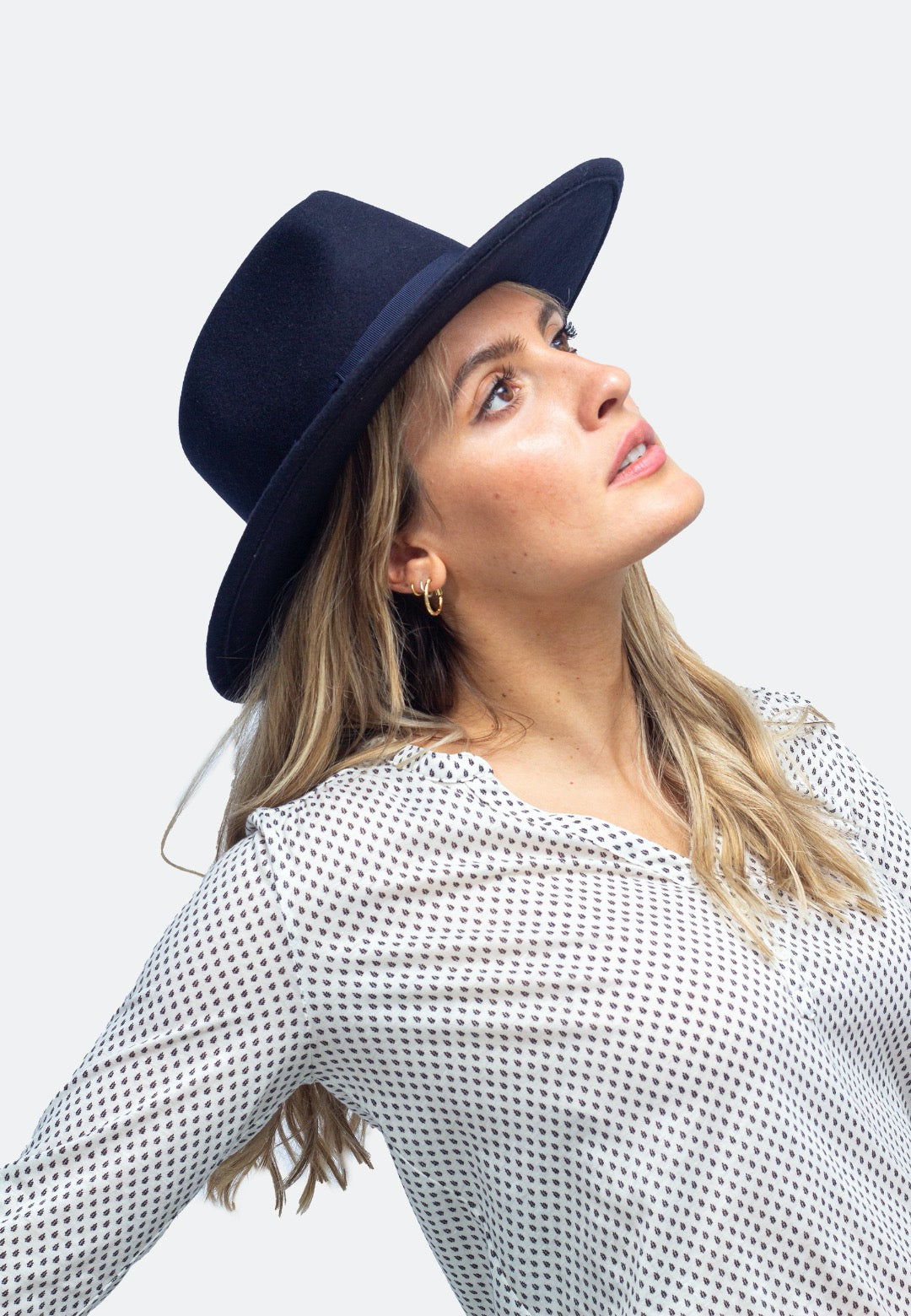 NTHIRTYTHREE - N33 - Handcrafted Wide Brim Fedora Felt Hat - Signature Midnight Blue